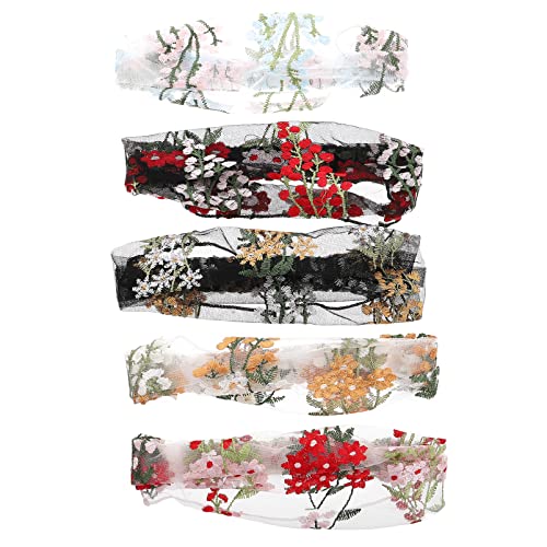 Beaupretty 5st Stirnband Aus Floraler Spitze Bandana Stirnband Haarbänder Für Damenhaar Turban Für Frauen Spitzenhaarbänder Damen Stirnbänder Kopfbedeckung Gittergewebe Die Blumen Fräulein von Beaupretty