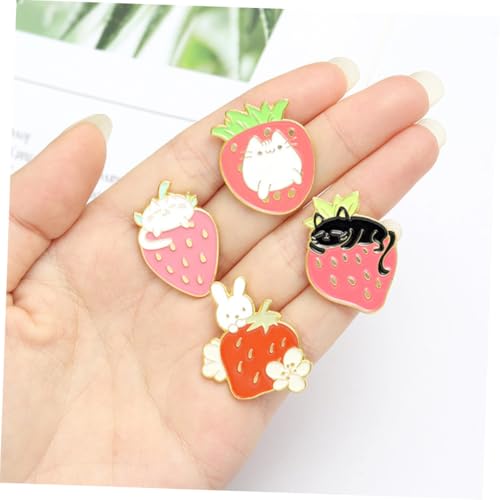 Beaupretty 5 Stück Bunte Erdbeer broschen mit Niedlichem Katzenmotiv Kreative Anstecknadeln für Kleidung Jacken Rucksäcke Schals Modische Pins für Frauen Vielseitige Revers deko von Beaupretty
