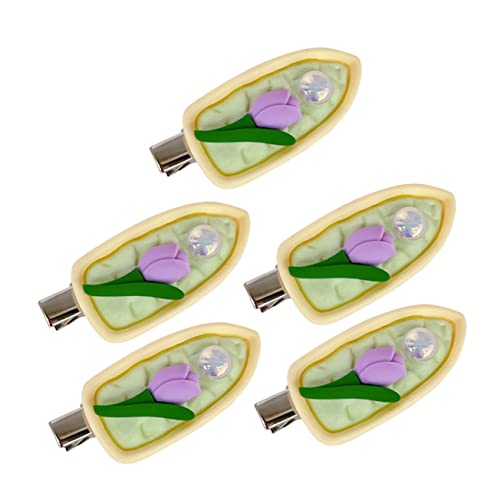 Beaupretty 5 Stk Cartoon-tulpenhaar Keine Gebogenen Haarspangen Haarspange Haarstyling-clip Haarspange Mit Entenschnabel Pin Clips Make-up Baby Blumen Mädchen Harz Fräulein Schmücken von Beaupretty