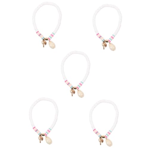 Beaupretty 5 Stück Damen Fußkette Muscheln Weißen Perlen Verstellbare Knöchelkette für Strandpartys Hochzeiten Festivals Langlebiges Fußschmuck Accessoire für Frauen von Beaupretty