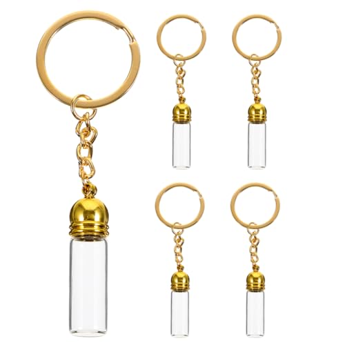 Beaupretty 5 Stück Glasflaschen anhänger Mini Parfüm klein Schlüssel hängend Glasfläschchenanhänger Flaschenanhänger wünschen Anhänger für Glasflaschen Zinklegierung Golden von Beaupretty