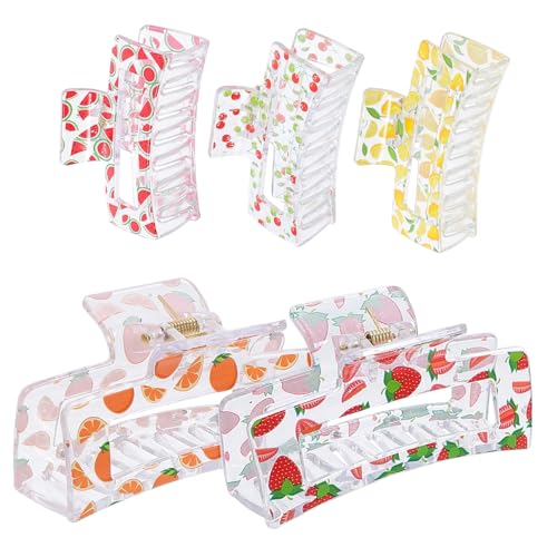 Beaupretty 5 Stück Haarklammern für Damen Transparente Haarklauen Clips Kirsche und Wassermelone Rutschfeste Haarspangen für Dickes und Dünnes Haar für Partys und Besondere Anlässe von Beaupretty