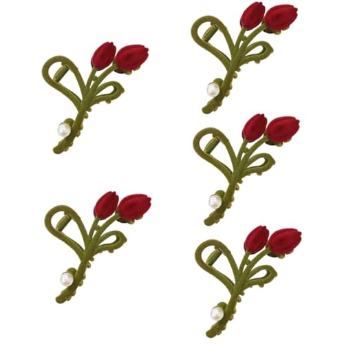 Beaupretty 5st Haarnadel Große Krallenclips Für Dickes Haar Mädchen Haare Rutschfeste Haarklammern Tulpenblumen-haarspange Krallenklammern Haarspange Fräulein Legierung Beflockung von Beaupretty