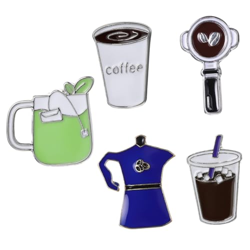 Beaupretty 5 Stück Kaffee Broschen Leichte Emaille Anstecknadeln für Kleidung Rucksäcke Hüte Kreative Pins als Stilvolle Geschenkidee Einfach zu Befestigen Tragbar und von Beaupretty