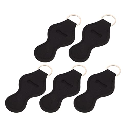 Beaupretty 5 Stück Neopren Lippenstift Schutz Hüllen mit Schlüsselanhänger Tragbar und Dekorativ für Lippenbalsam und Lippenstift Schwarz C von Beaupretty