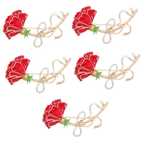 Beaupretty 5 Stück Sparky Strassbrosche mit Nelken Design für Muttertag Elegantes Kleidungsaccessoire für Partys Besondere Anlässe für Schals Taschen Hüte von Beaupretty