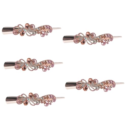 Beaupretty 5st Haarspange Mit Strass Ente Haarspangen Kopfschmuck Für Mädchen Haarspangen Aus Metall Für Damen Flache Haarspange Braut Strasssteine Federbügel Koreanische Version von Beaupretty