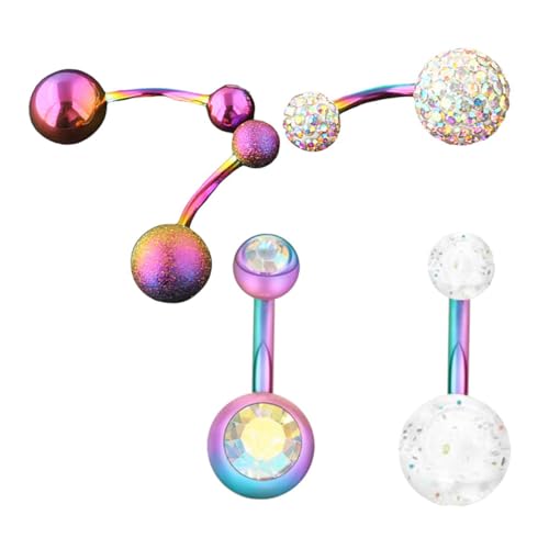 Beaupretty 5 Stück Teiliges Bauchnabelpiercing aus Rostfreiem Bunte Metall Bauchnabelringe Antiallergisch Langlebig für Damen für Party Tanz und Alltag von Beaupretty