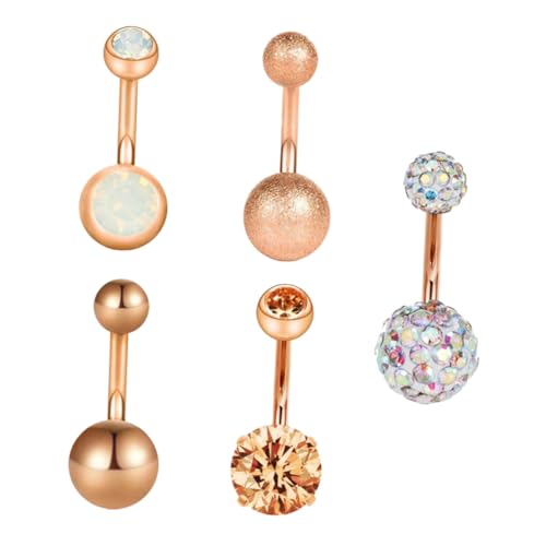 Beaupretty 5 Stück Teiliges Bauchnabelpiercing aus Rostfreiem Edelstahl mit Funkelnden Strasssteinen Langlebiger Metall Nagel Vielseitiger Bauchnabelschmuck für Damen für Party und Tanz von Beaupretty