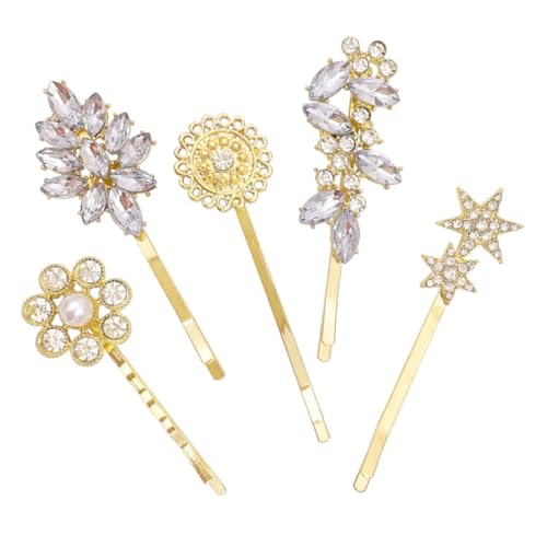 Beaupretty 5 Stück Teiliges Haarnadeln für Damen mit Strasssteinen Perlen und Sonnenblumen Motiv Stilvolle Haarspangen für Hochzeit Party Brautschmuck Geeignet für Dickes und Dünnes Haar von Beaupretty