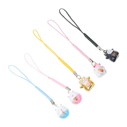 Beaupretty 5 Stück Teiliges Katzen Glocken Schlüsselanhänger Handyanhänger Deko für Katzenliebhaber Süße Pendants für Schlüsselring Tasche und Handy Langlebige Materialien für Freunde und von Beaupretty