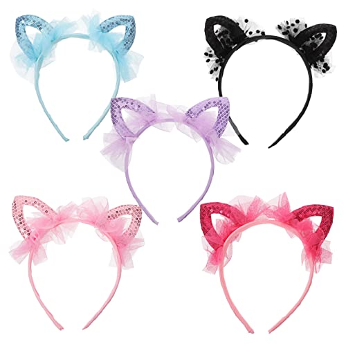 Beaupretty 5 Stück Teiliges Katzenohren Haarreif für Mädchen Glitzernde Pailletten Haarschmuck für Partys Kinderfreundlich und Leicht Attraktives Design für Zufällige Farbe Zufällige Farbe von Beaupretty