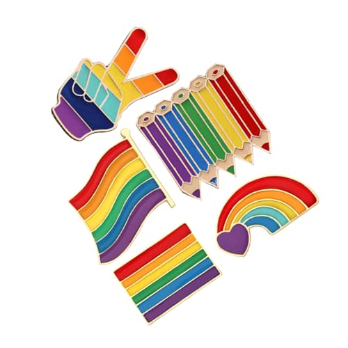 Beaupretty 5 Stück Teiliges Regenbogen Broschen Modische Anstecknadeln in Kreativen Formen Farbenfrohe Accessoires für Damenkleidung Rucksack und Hut Vielseitige Dekoration für Kleidung und von Beaupretty