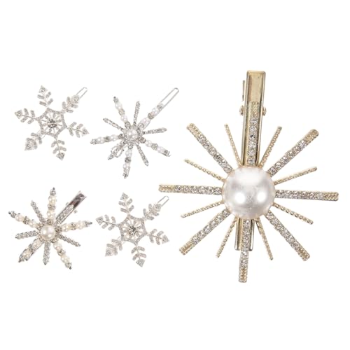 Beaupretty 5 Stück Teiliges Schimmernde Schneeflocken Haarklammern mit Perlen Leichter Haarschmuck für Damen Festlicher Haarpracht Geeignet für Hochzeit Geburtstag Weihnachten und Partys von Beaupretty