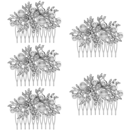 Beaupretty 5 Stück Zubehör Perlen Mädchen Braut Hochzeit Französisch Vintage Schmuck Kopf Strass Für Party Zähne Frauen Legierung Gabel Mit Clips Haarkämme Seite Perle Dekor Kamm Pin von Beaupretty