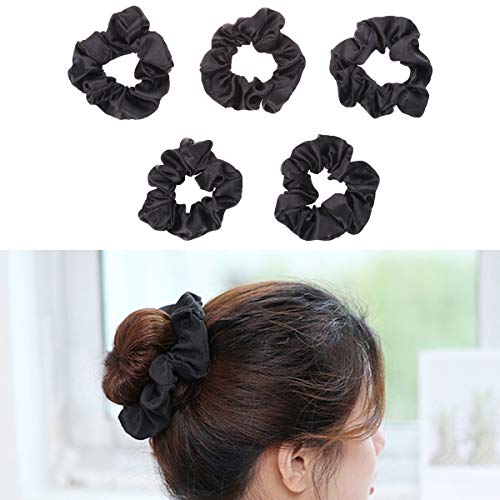 Beaupretty 5 Stücke Tuch Haar Haargummi Elastische Haarbänder Pferdeschwanz Halter Haargummis Keine Schäden Haar Seile Scrunchie für Frauen oder Mädchen (Schwarz) von Beaupretty