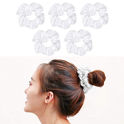 Beaupretty 5 Stücke Tuch Haar Haargummi Elastische Haarbänder Pferdeschwanz Halter Haargummis Keine Schäden Haar Seile Scrunchie für Frauen oder Mädchen (Weiß) von Beaupretty