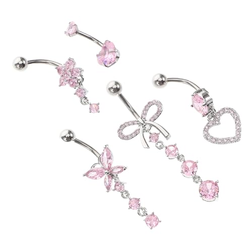 Beaupretty 5Stücke Teiliges Bauchnabelpiercings mit Zirkonia Nabelringe für Frauen für Strand Pool Komfortabler Sitz Funkelndes Design von Beaupretty