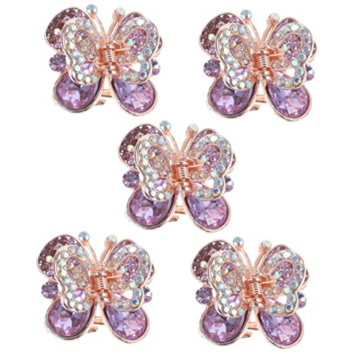 Beaupretty 5St Schmetterlings-Strass-Clip mittlere Haarspangen Pferdeschwanz-Haarspange haarschmuck Haarspangen für Frauen Haarklammern Kristall Griffigkeit Kopfbedeckung Strasssteine Violett von Beaupretty