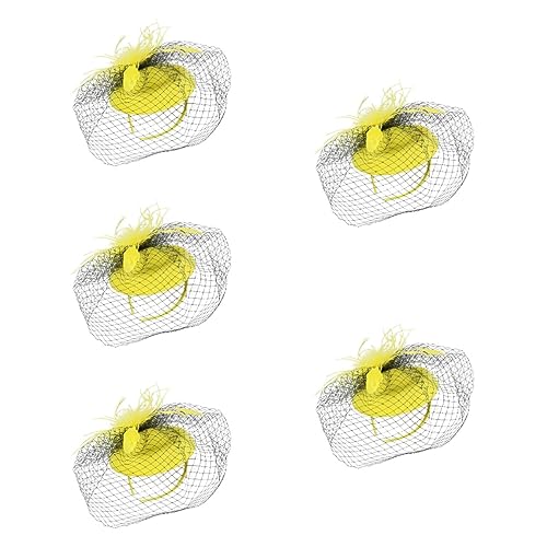 Beaupretty 5st Stirnband Aus Federnetz Hochzeit Haarband Fascinator-hüte Für Frauen Fasinatoren Für Die Haare Blumenstirnband Für Frauen Gelber Hut Frauenkleidung Krone Fräulein Baskenmütze von Beaupretty