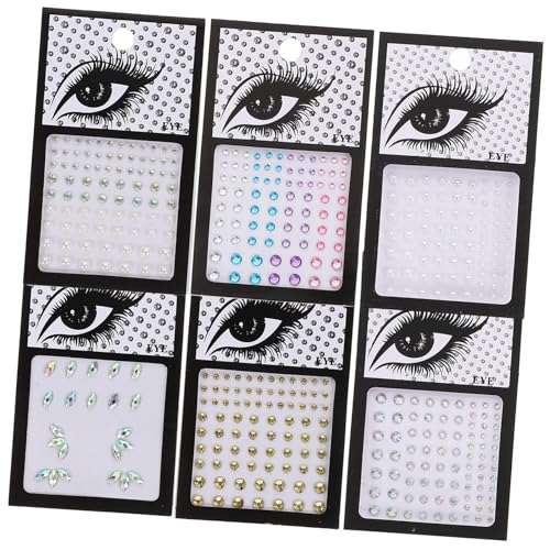 Beaupretty Face Jewels Stick on Face 6 Pack Strass-aufkleber Leuchtende Gesicht Edelsteine ​​aufkleber Acryl Strass-aufkleber Für von Beaupretty