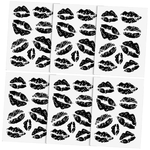Beaupretty 6 Blätter Lippenabdruck Temporäre Tattoos Aufkleber Wasserdichtes Hautfreundliches Tattoo Papier für Erwachsene Schnell Anzubringende Langlebig und Stilvoll von Beaupretty