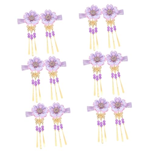 Beaupretty 6 Paare Haarnadel Antike Glitzer Haarspange Kanzashi-blumen-haarspange Perlen Haarspange Hanfu Haarspange Geisha Bettwäsche Aus Baumwolle Jahrgang Die Klingel Fräulein Violett von Beaupretty