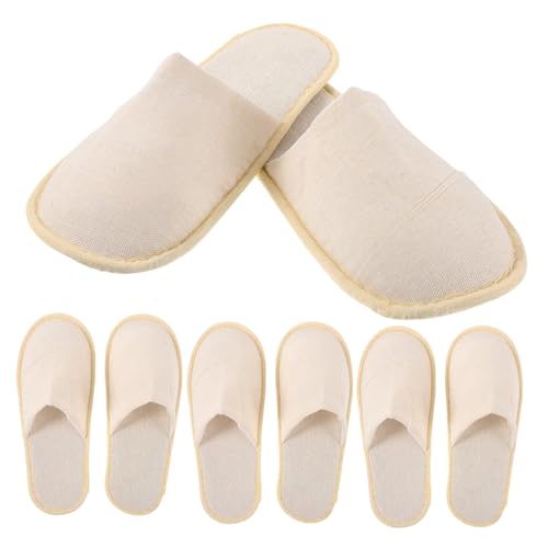 Beaupretty 6 Paare Faltbare Hotelhausschuhe aus Weichem Baumwoll leinen material Rutschfest Platzsparend und Bequem für Damen und Herren als Gästehausschuhe und Reise slipper Zufällige Farbe von Beaupretty