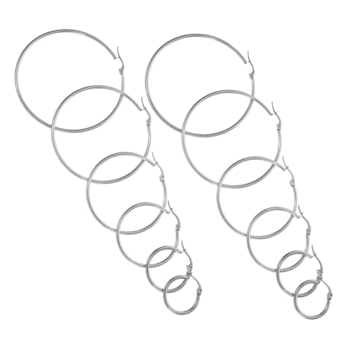 Beaupretty 6 Paare Modische Ohrreifen für Damen Große Runde Metallohrringe in Hautfreundlich und Komfortabel Moderner Punk stil für Partys und Alltag Auffälliger Statement schmuck von Beaupretty