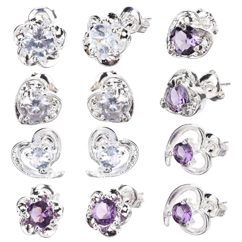 Beaupretty 6 Paare Ohrringe Herz Blumenform Zirkonia Ohrstecker Damen Modeschmuck Allergiefrei Vielseitig für Alltag und Party von Beaupretty