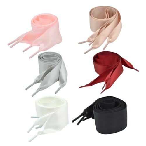Beaupretty 6 Paare Satin Schnürsenkel Flach Ribbon Laces in Farben für Damen Sneakers und Turnschuhe Weiche Langlebige Schuhbänder für Modische Schuhdekoration von Beaupretty