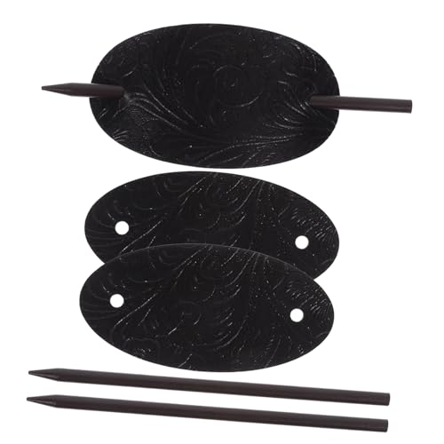 Beaupretty 6 Stk Haarnadel aus Leder Brötchenhersteller für Mädchen Schiebebrötchen Haarbänder Haarklammer Haarspange aus Leder mit Stab frauen kopfschmuck Metall Essstäbchen von Beaupretty