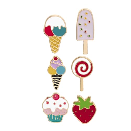 Beaupretty 6 Stück Bunte Eiscreme Erdbeer Lutscher Broschen Niedliche Sommer Anstecker für Jacken Rucksäcke Kleidung Leichte Dekorative Accessoires von Beaupretty