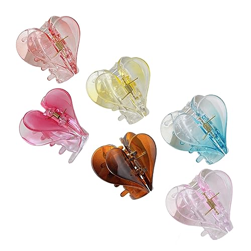 Beaupretty 6 Stück Haarklammern Herzform Rutschfeste Haarkralle aus Strapazierfähigem Harz Flexibel und Bruchfest Geeignet für Damen bei Make Up Kochen Baden und Alltag für Dickes und Dünnes von Beaupretty