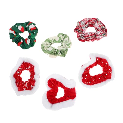 Beaupretty 6stücke Teiliges Weihnachts-haargummis Mit Weißem Kunstfell Elastische Haarschmuck Für Und Mädchen Bunte Scrunchies Für Festliche Anlässe Und Feiertage von Beaupretty