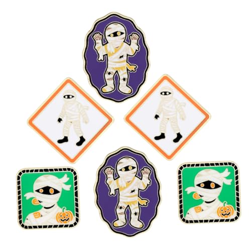 Beaupretty 6 Stück Halloween Mummy Broschen aus Metall Leichte Niedliche Cartoon-anstecknadeln Kreative Kostümaccessoires für Damen Tragbare Gothic Schmuck für Party und Alltag von Beaupretty