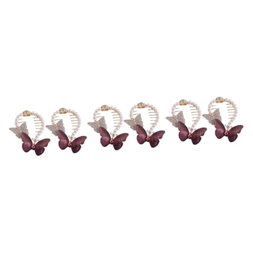 Beaupretty 6 Stk Schmetterlings-fleischbällchen Greifen Haarnadelklaue Baby Mädchen Haare Schmetterlings-dutt-clip Strassbrötchenabdeckung Kleine Violett Pferdeschwanz Metall Kabel von Beaupretty