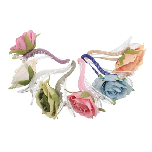 Beaupretty 6 Stück Teiliges Alligator Haarspangen mit Realistischer Rosenblüte Sichere Entenmaulklemme Leichter Halt Sechs Farben Modisches Haarschmuck Accessoire für Frauen und Mädchen von Beaupretty