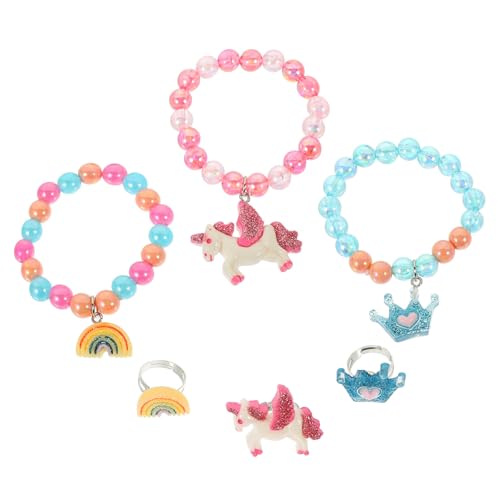 Beaupretty 6stücke Perlen Armband Für Junge Mädchen Mit Farbigen Handgelenksketten Und Cartoon Ring Dekoration Diy Mädchen Accessoires von Beaupretty