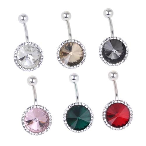 Beaupretty 6 Stück Teiliges Bauchnabelpiercing mit Funkelnden Strasssteinen Bunte Nabelringe für Damen Leichter Bauchpiercing Schmuck zur Körperdekoration für Party und Festival von Beaupretty