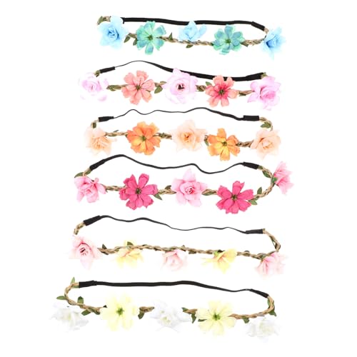 Beaupretty 6 Stück Teiliges Braut Blumenhaarband Elastischer Langlebiger Blumenkranz für Frauen Hochzeits Festtagsdekoration Modisch Hautfreundlich Geeignet für Fotoshootings und Partys von Beaupretty