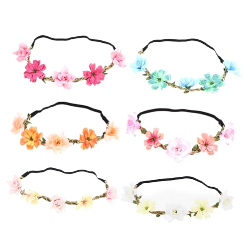 Beaupretty 6 Stück Teiliges Elastisches Braut Blumenhaarband mit Buntem Blumenkranz Stirnband Damen Hochzeit Party Festival Schmuck Zubehör von Beaupretty