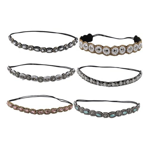 Beaupretty 6 Stück Teiliges Elastisches Strass Haarband für Damen Flexibler Glitzer Haarreif mit Perlenmix Eleganter Haarschmuck für Fotos Partys Weihnachten und Alltag von Beaupretty