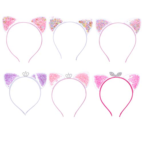 Beaupretty 6 Stück Teiliges Katzenohren Haarband für Mädchen Quicksand Haarreifen für Kostüme Karneval und Maskerade Bequem und Leicht Perfektes Party Zubehör von Beaupretty
