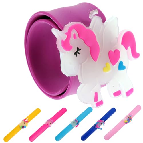 Beaupretty 6 Stück Teiliges Leuchtende Silikon Slap Bracelets mit Einhorn motiv Flexible Kinderarmbänder für Party mitgebsel Elastische Komfortable Schnapparmbänder in Bunten Farben von Beaupretty