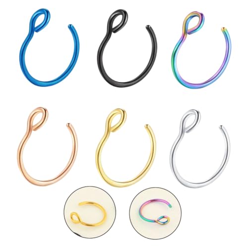 Beaupretty 6 Stück Teiliges Nasenringe aus Edelstahl Modische Nasenpiercings in Mehrfarbig Roségold Silber Gold und Dunkelblau Langlebige Nasenschmuck für Damen Stilvolle Piercing von Beaupretty