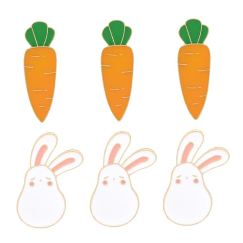 Beaupretty 6 Stück Teiliges Osterbroschen Karotten Brosche Kaninchen Anstecknadeln Leicht und Langlebig Schmuckaccessoires für Damen Familie Partydekoration von Beaupretty