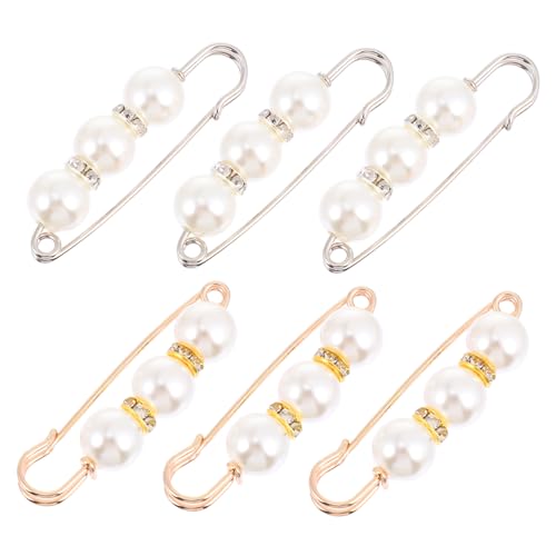 Beaupretty 6 Stück Teiliges Perlenbroschen Set Damen Modische Anstecknadeln aus Legierung und Kunstperlen Dekorative Sicherheitsnadeln für Kleidung Taillenspanner und Vielseitiger Schmuck von Beaupretty