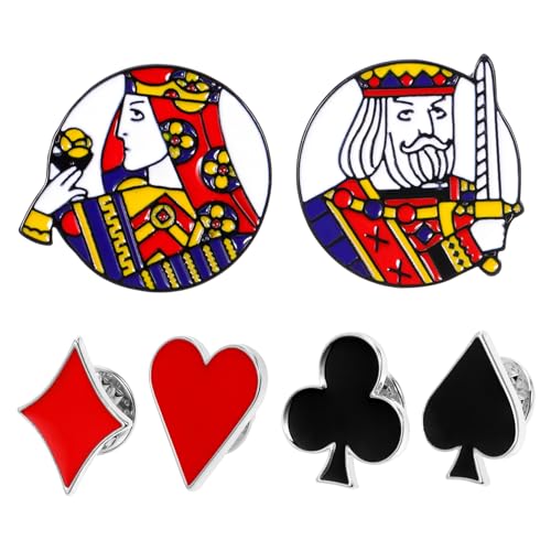 Beaupretty 6 Stück Teiliges Poker Broschen aus Legierung Emaille Anstecknadeln mit Spielkarten Motiven Vielseitige Schmuck Broschen für Kleidung Schal und Taschen Anstecker für Damen und von Beaupretty