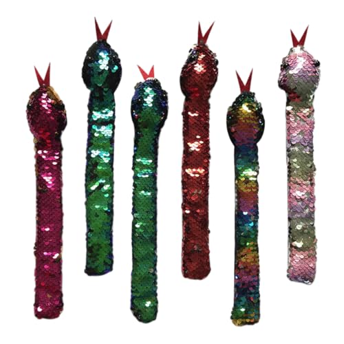 Beaupretty 6 Stück Teiliges Slap Armband für Bunte Pailletten schlangen Schnapparmbänder Glatte Kanten Langlebiges Kunstleder Sicher und Einfach Anzulegen als Party Mitgebsel Zufällige Farbe von Beaupretty